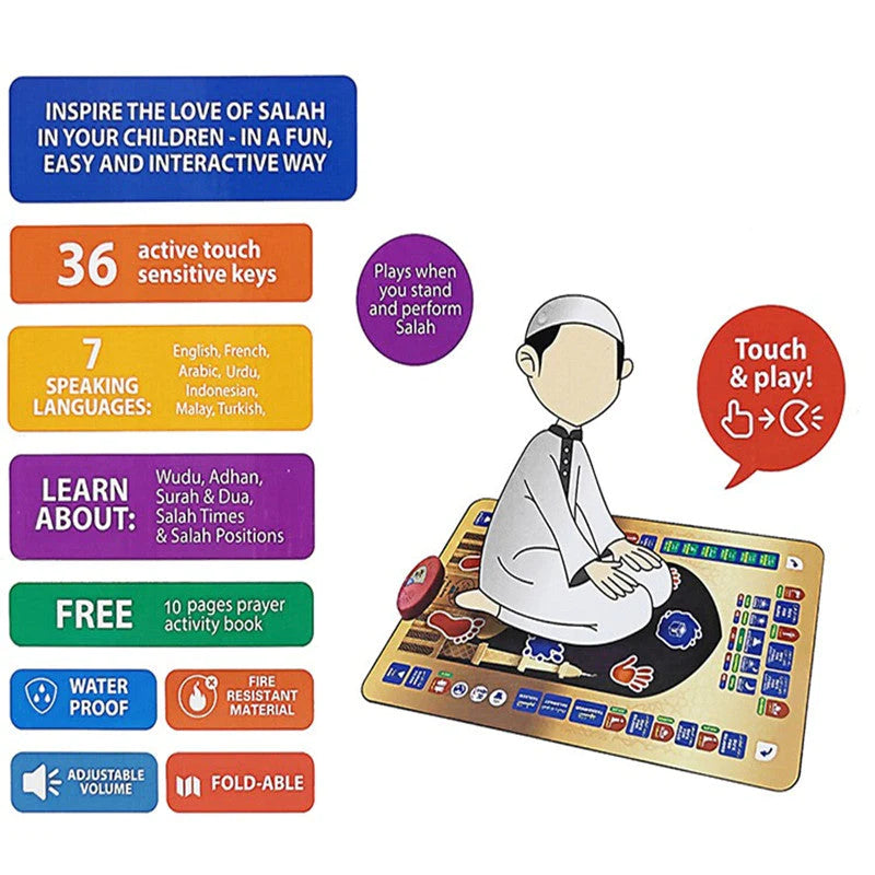 SalahMat™ - Educational Prayer Mat For Kids PRO| Kids Version with 15 Different Languages